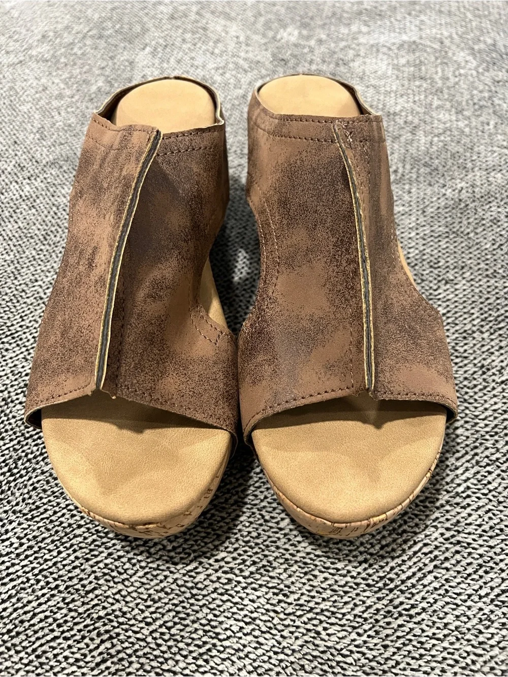 Brown Open-Toe Wedge Sandals - Women's Comfortable Slip-On - EU38